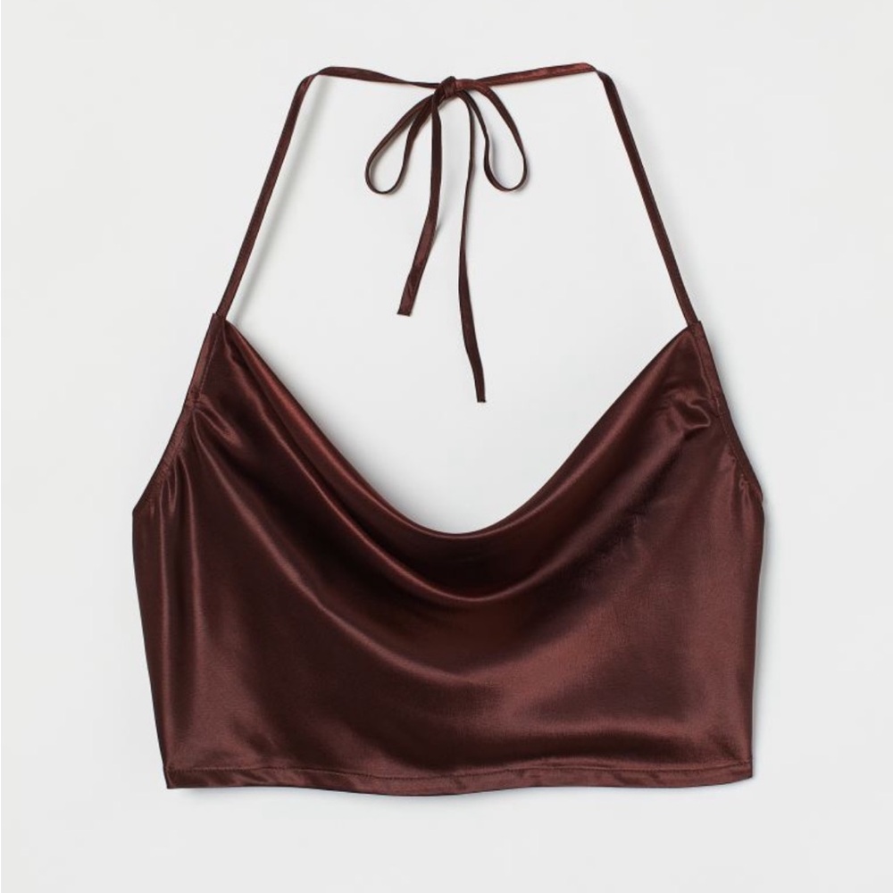 BNWT Divided Satin Halter Crop Top